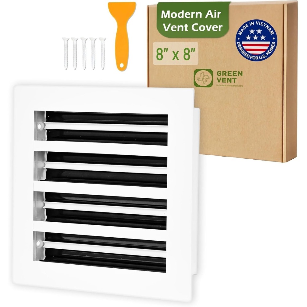 Green Vent 8x8 Modern White Aluminum AC Vent Cover Linear Slot Diffuser HVAC